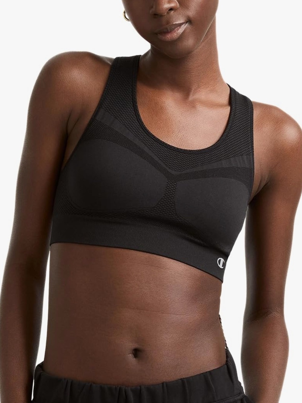 Champion Black Racerback Medium-Impact Sports Bra